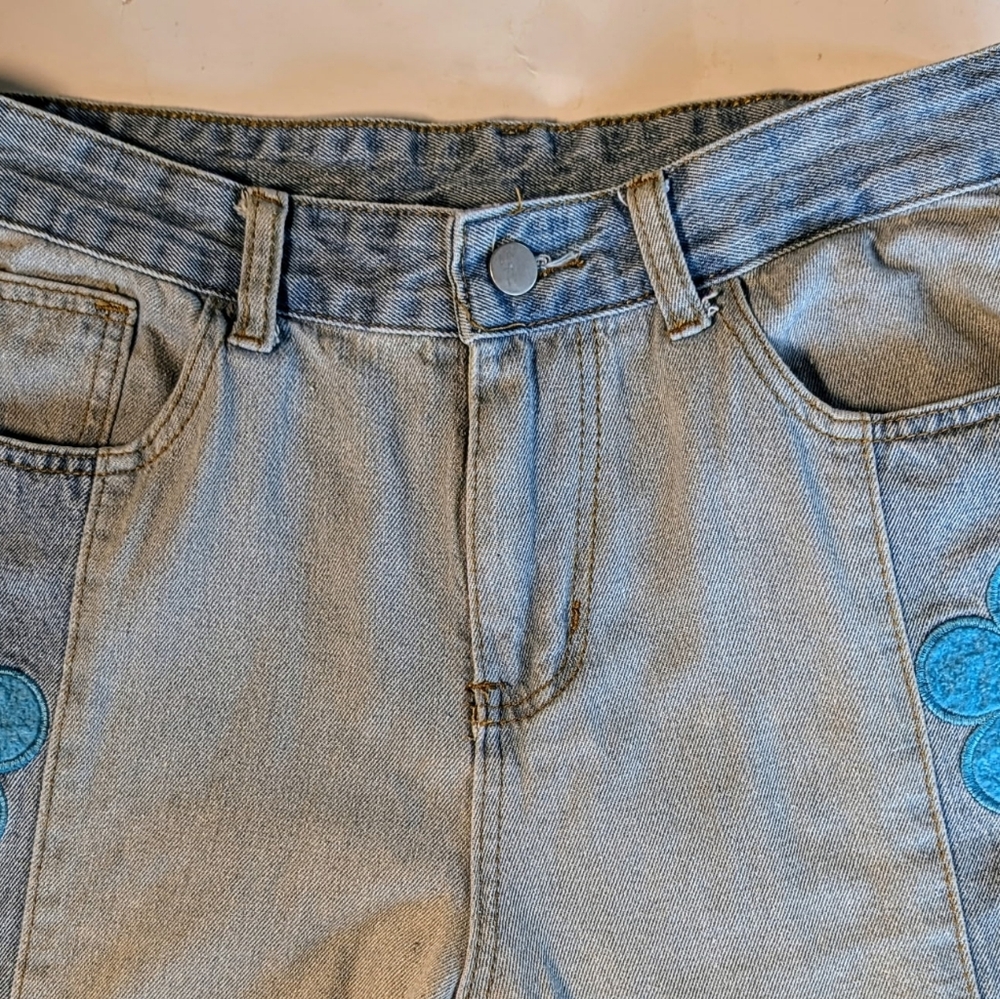 SLP Wide Leg High Waist Jeans 70's Inspired Size Large Washed Denim - Picture 4 of 8